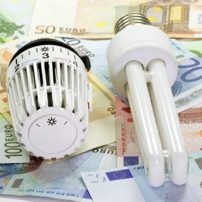 A temperature control and energy saving light bulb showing how you can conserve energy.