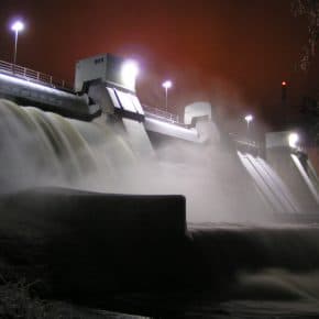 A dam harnessing renewable energy.