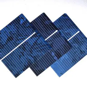 Three solar cells that would make up a solar panel.