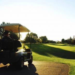 A golf cart that could run on solar panels.