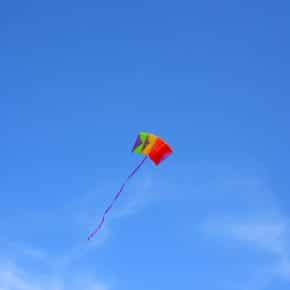 A kite that is using the wind's energy to fly.