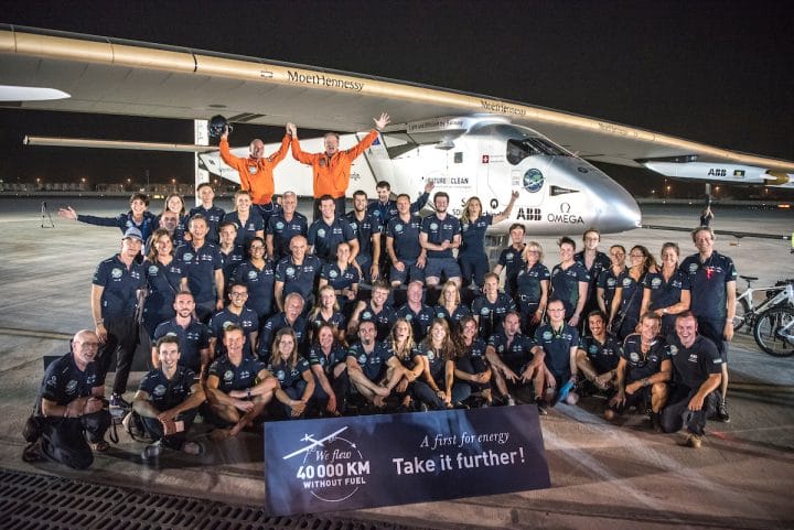 The Solar Impulse plane and its team.