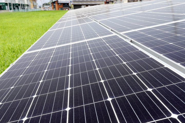 A solar panel containing multiple solar photovoltaic cells.