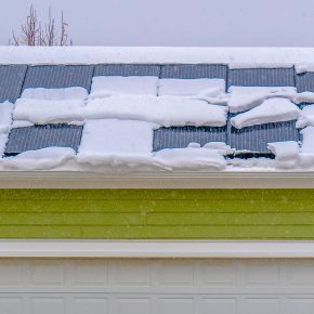 Snow been cleaned from solar panels.