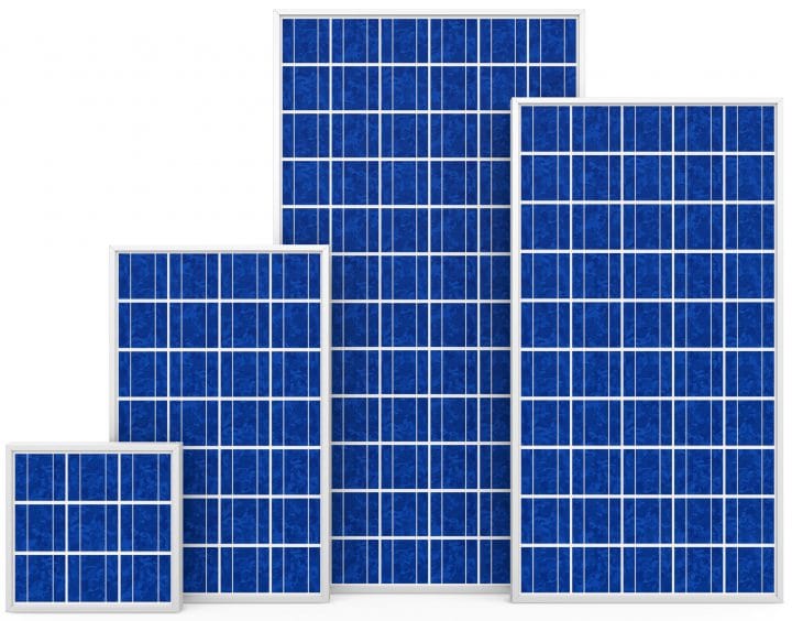 A selection of polycrystalline solar panels.