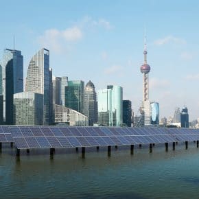 Solar energy usage in Shanghai, China.