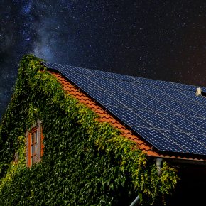 Solar panels at night.