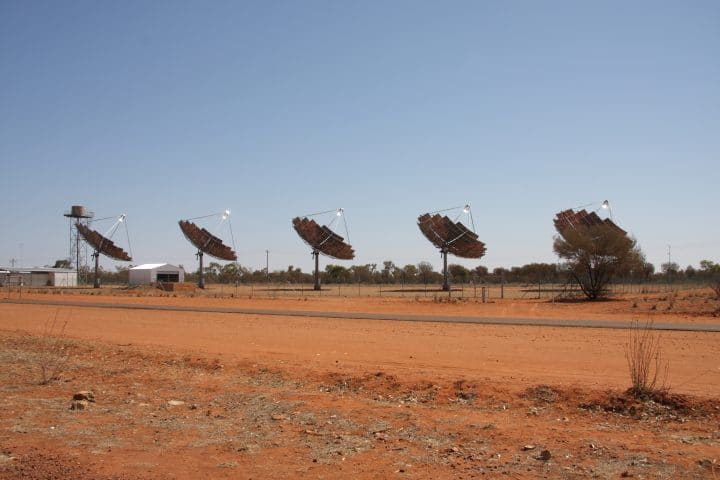 A parabolic dish concentrated solar thermal power plant.