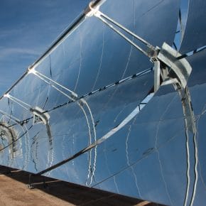 A parabolic trough concentrated solar thermal power plant.