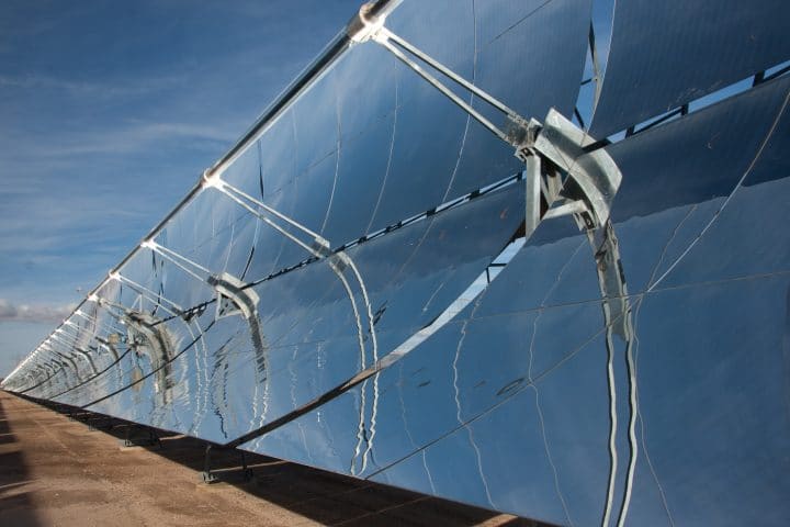 A parabolic trough concentrated solar thermal power plant.