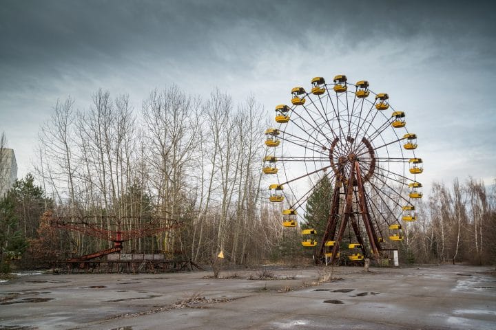 Pripyat, Ukraine, now a ghost town due to the Chernobyl nuclear disaster.